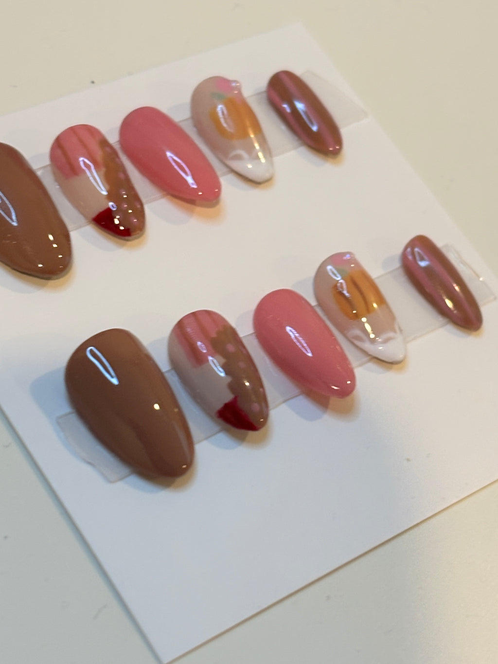 Pastel pink cottage fall/Thanksgiving nail set